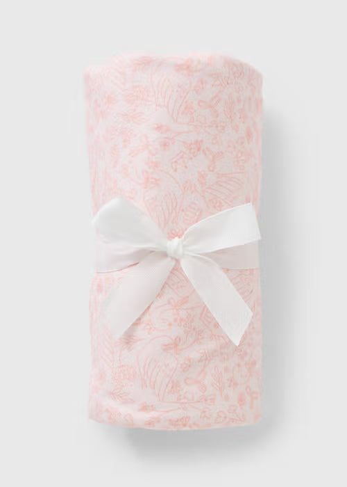 Baby Pink Swan Print Shawl Blanket