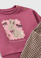 Baby Burgundy Bunny Sweatshirt & Bottoms Set