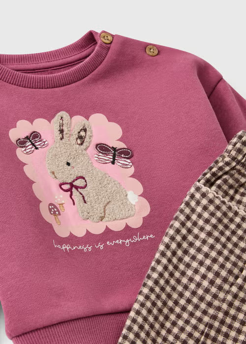 Baby Burgundy Bunny Sweatshirt & Bottoms Set