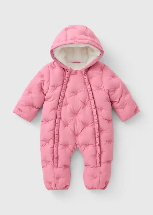 Baby Pink Bow Snowsuit