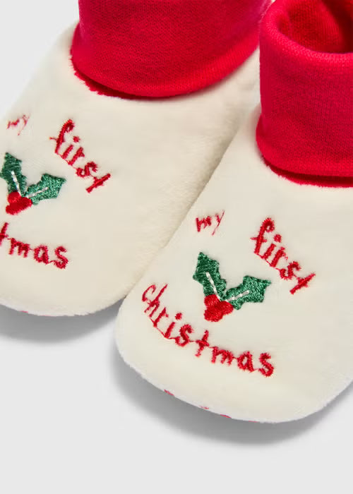 Baby Cream My First Christmas Sock Boots