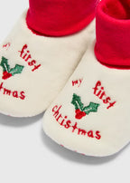 Baby Cream My First Christmas Sock Boots