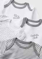 5 Pack Baby Grey Cuddle Club Long Sleeve Bodysuits