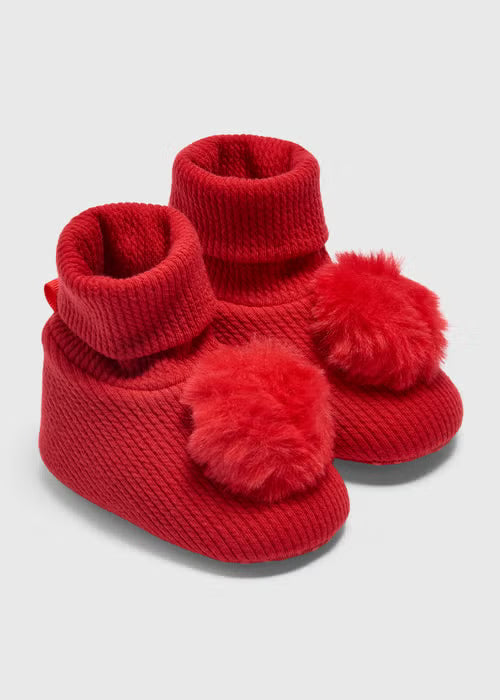 Baby Red Pom Pom Sock Boots