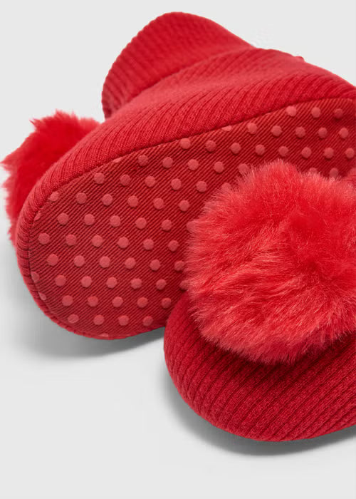Baby Red Pom Pom Sock Boots