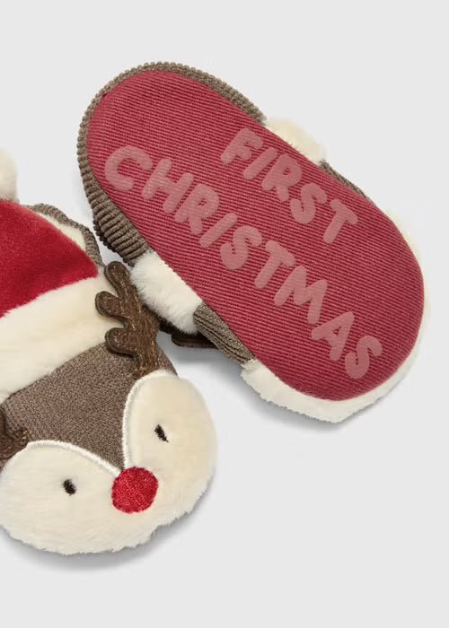Baby 'First Christmas' Reindeer Slippers