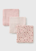 3 Pack Baby Pink Floral Muslin Cloths