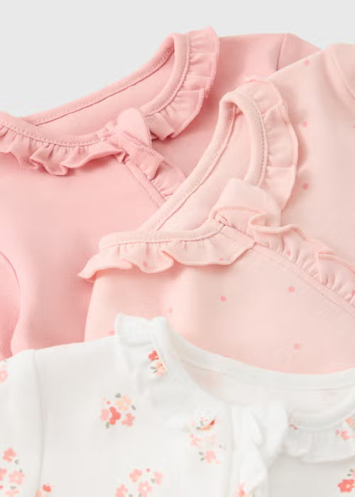 3 Pack Baby Pink & Cream Sleepsuits