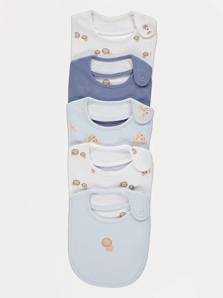 Set od 5 portikli - Blue Lion and Giraffe Bibs