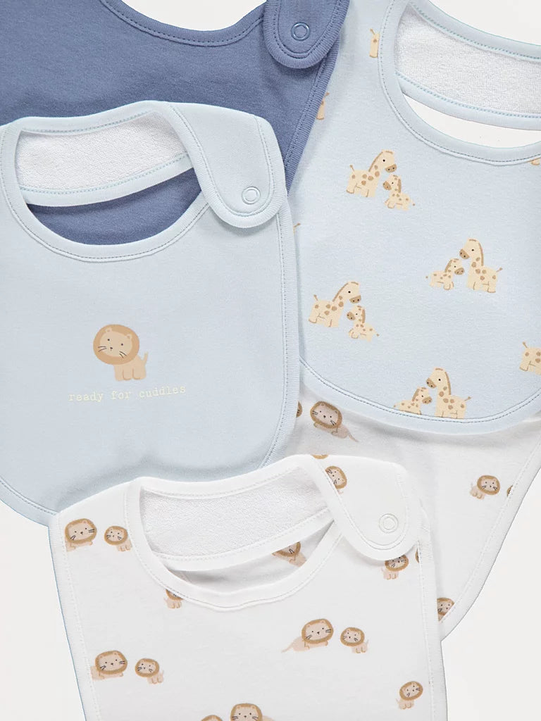 Set od 5 portikli - Blue Lion and Giraffe Bibs