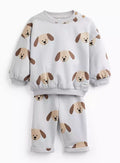 Light Blue Dog Print Sweatshirt & Jogger Set