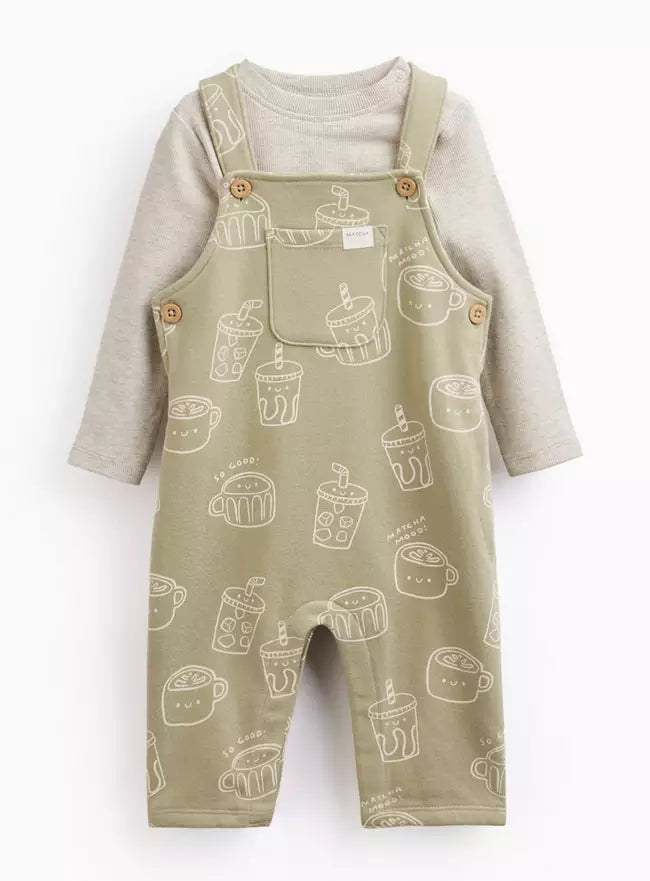 Matcha Dungaree & Bodysuit Set
