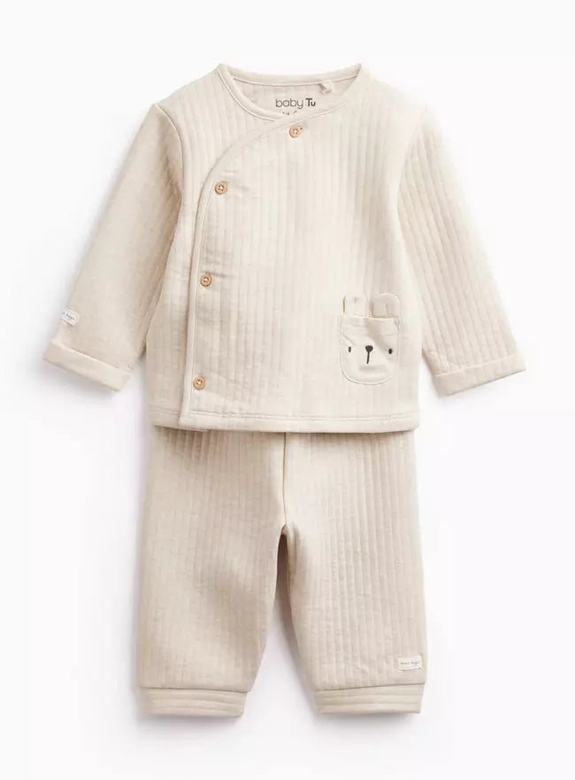 Oatmeal Bear Wadded Jersey Set