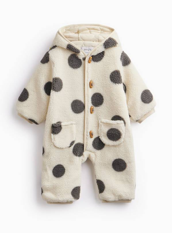 Cream Spotted Borg Pramsuit