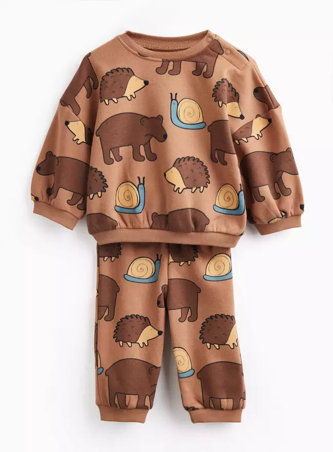 Brown Woodland Animal Sweat Set