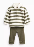 Khaki Heritage Rugby Stripe Set