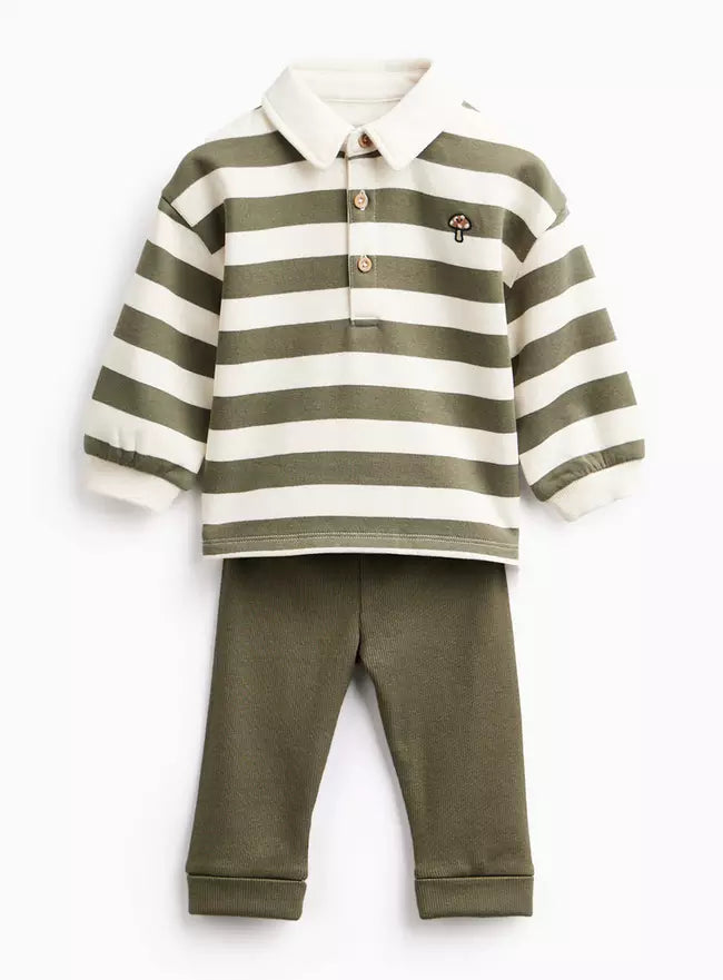 Khaki Heritage Rugby Stripe Set