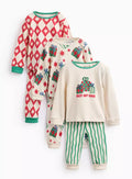 Festive Ribbed Pyjamas 3 Pack